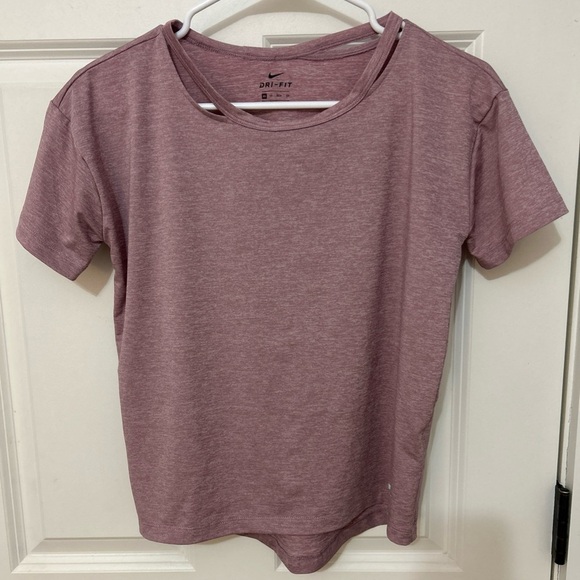 Nike dri fit short sleeve shirt, size XS Maeve pink ripped collared look - Picture 1 of 8